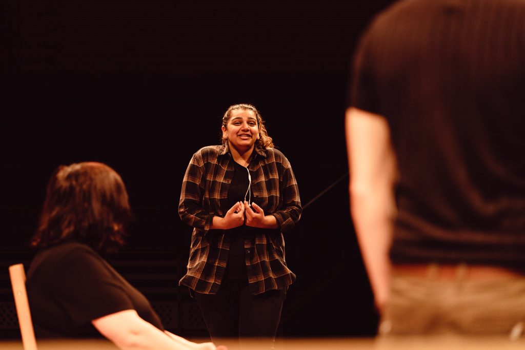 Vaneeka Dadhria as Ashley in New Vic Borderlines’ #IJustNeededCash. Credit: Andrew Billington